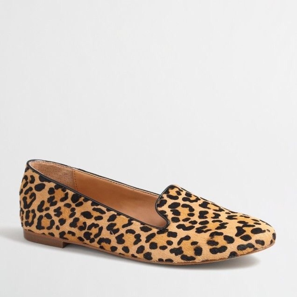 Jcrew Factory Cora Leopard Calf Hair Loafers